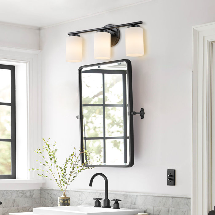 Latitude Run® Black Vintage Vanity Lighting Fixture, 3light Industrial